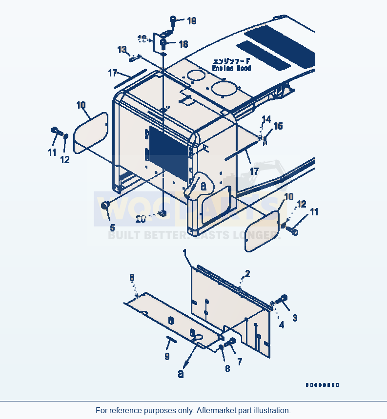Komatsu WA320-5 Hood (Bulk Head) Serial B10001-UP parts diagram