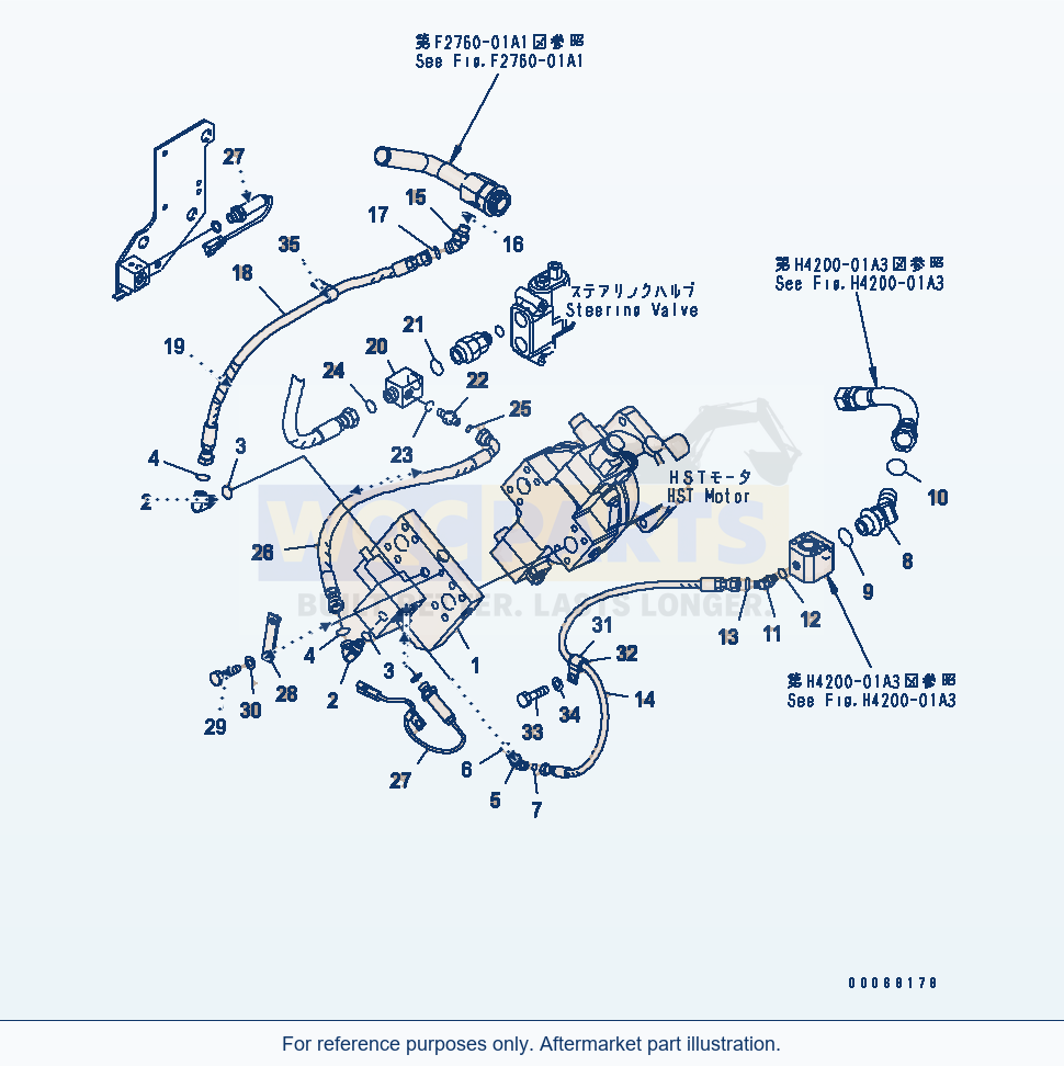 Komatsu WA320-5 Emergency Steering Line(#61230-) parts diagram