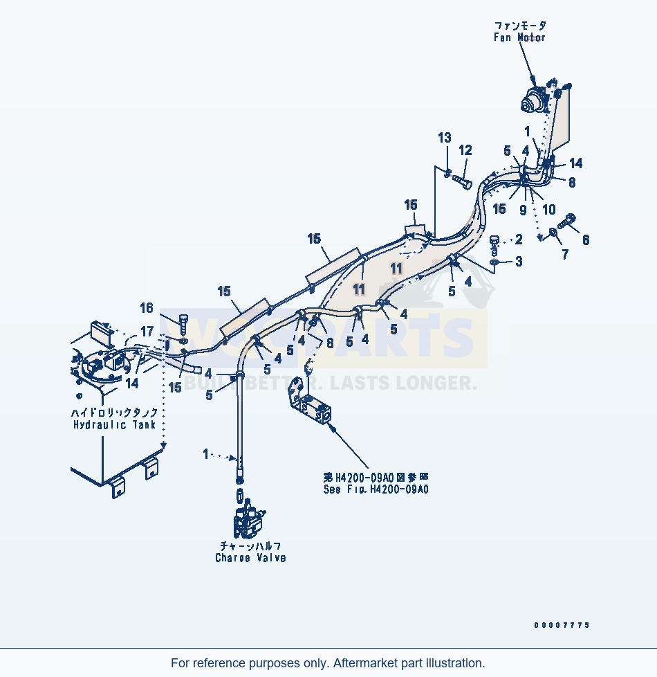 Komatsu WA320-5 Fan Drive Piping Serial 60001-UP parts diagram