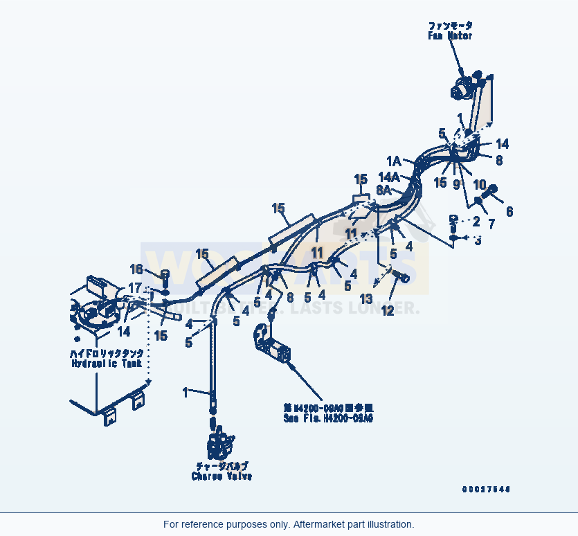 Komatsu WA320-5 Fan Drive Piping Serial B10001-UP parts diagram