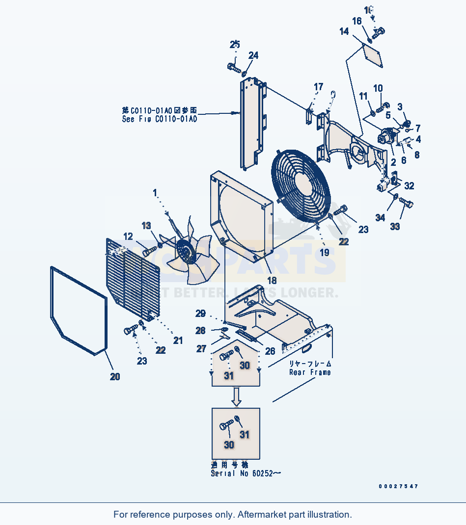 Komatsu WA320-5 Fan Drive Serial 60001-UP (OVERSEAS VERSION) parts diagram
