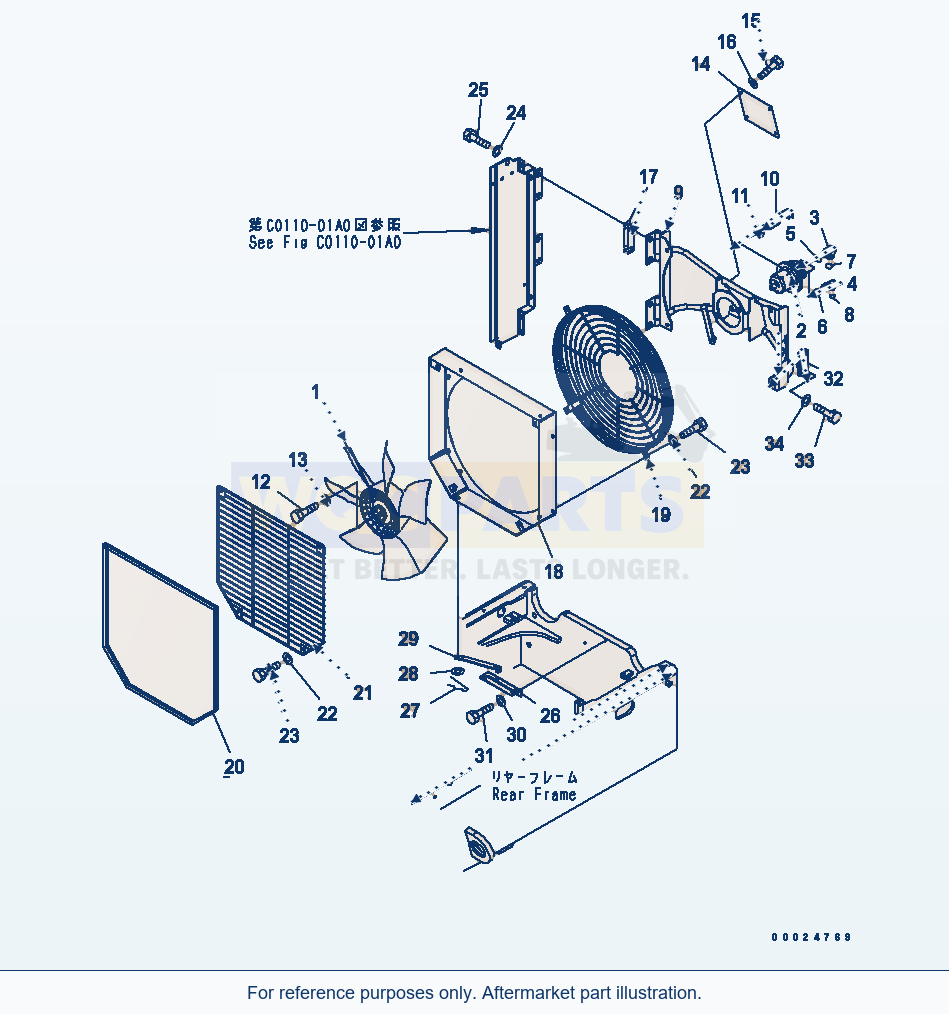 Komatsu WA320-5 Fan Drive Serial 60001-UP parts diagram