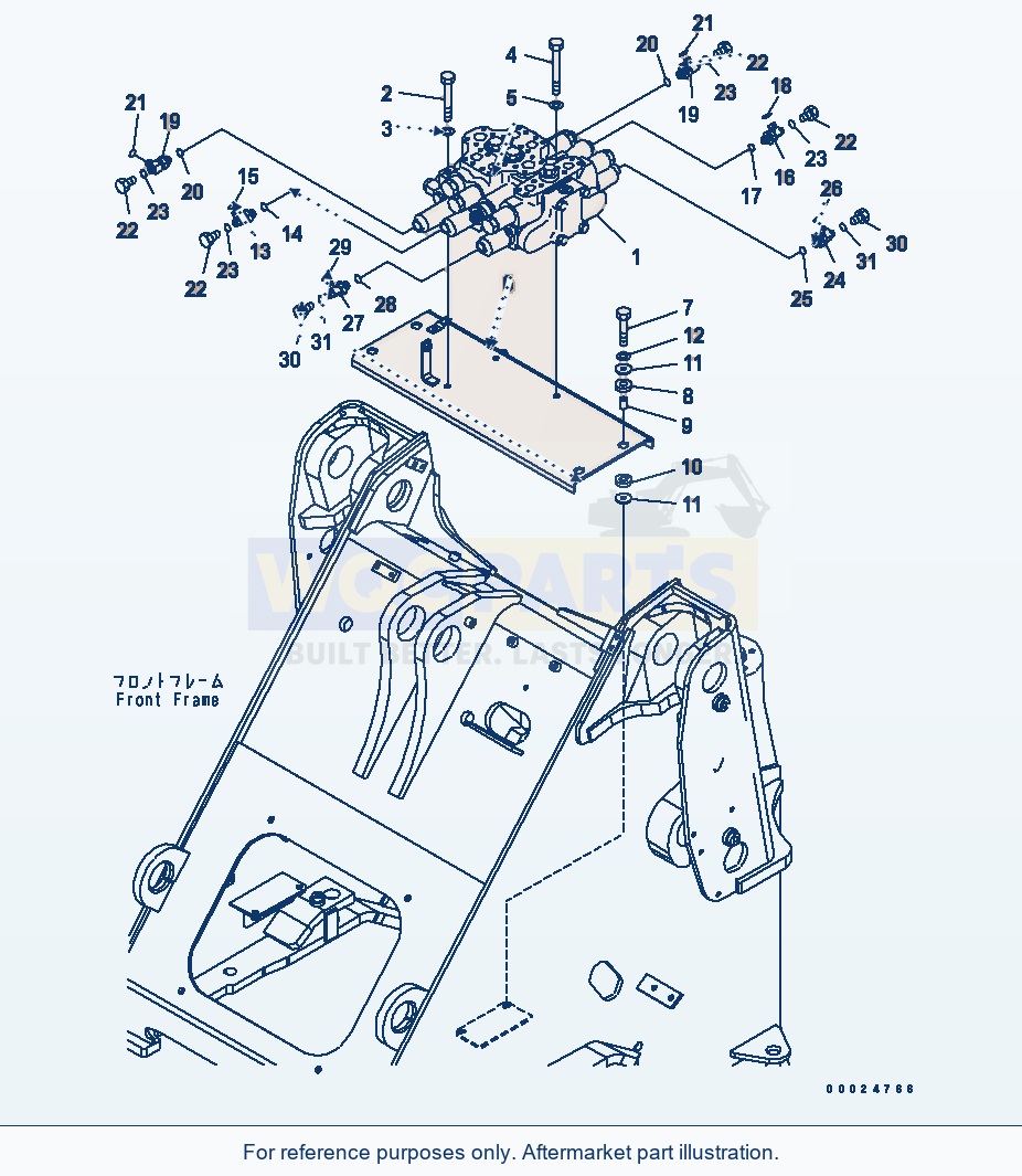 Komatsu WA320-5 Main Valve (3-Spool Valve) Serial 60001-UP parts diagram