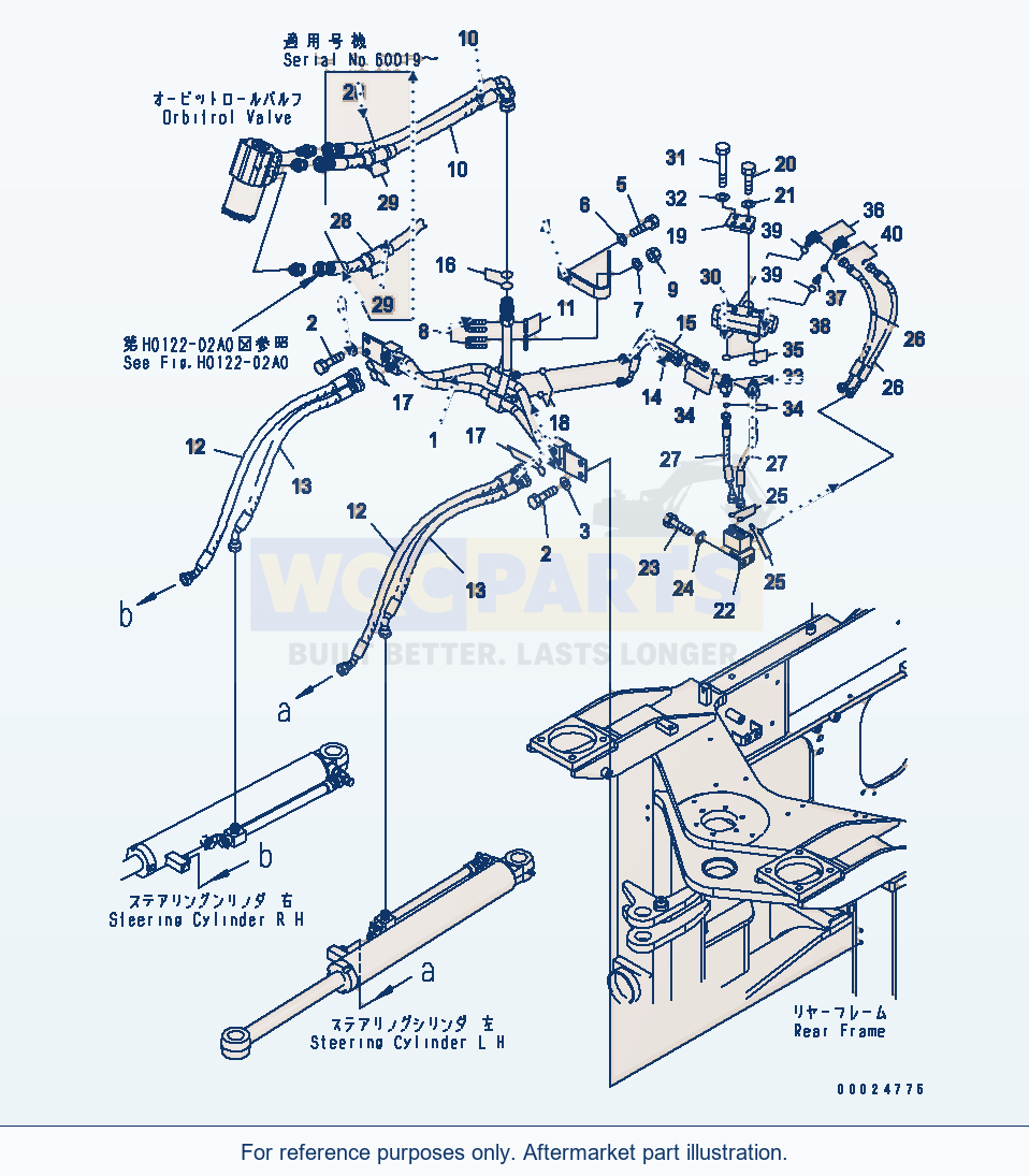 Komatsu WA320-5 Steering Line Serial 60001-UP parts diagram