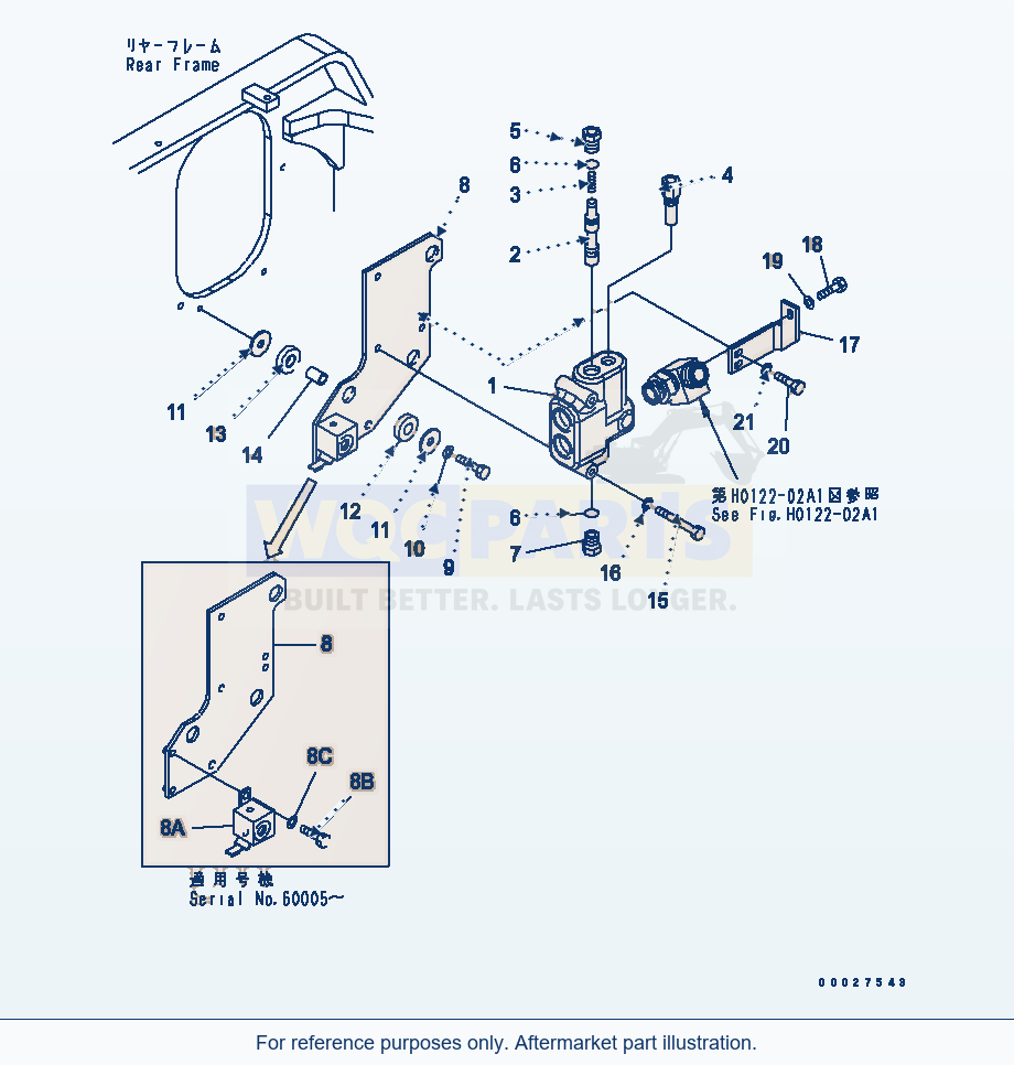 Komatsu WA320-5 Steering Valve (For Emergency Steering) parts diagram