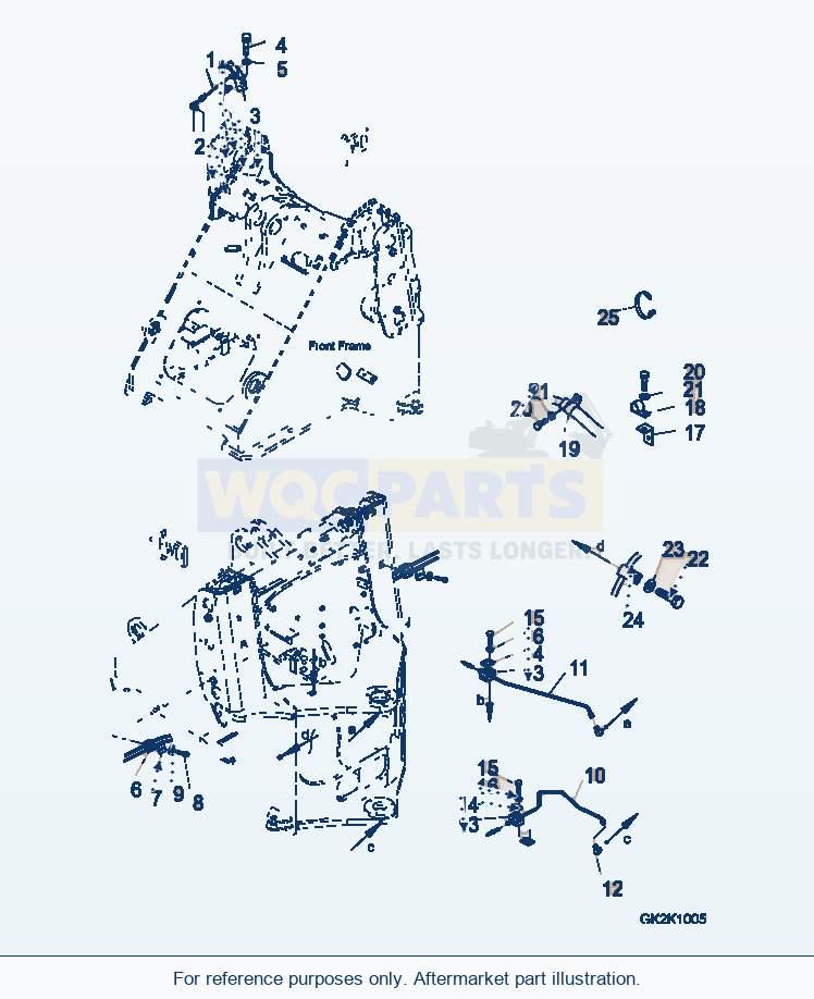 Komatsu WA320-5 Central Lubrication System (Front Frame Piping) parts diagram
