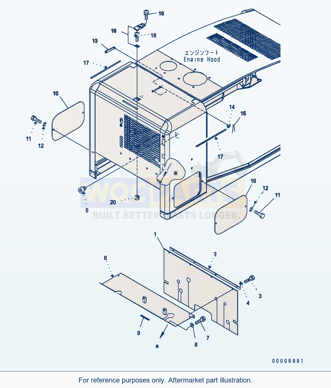 Komatsu WA320-5 Hood (Bulk Head) Serial WA320-5H50051 - UP parts diagram