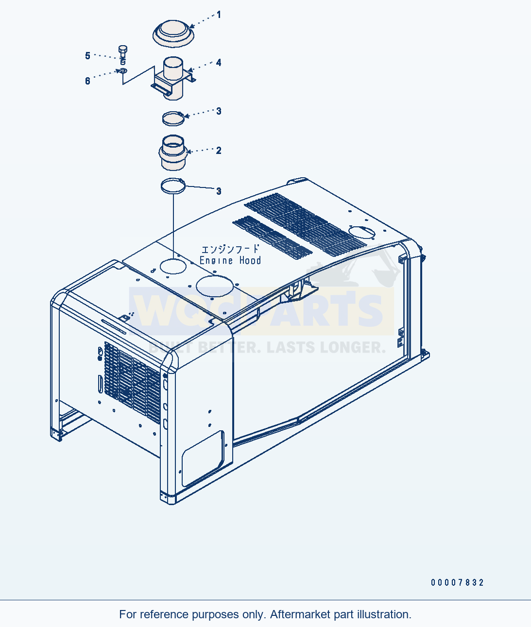 Komatsu WA320-5 Hood (Cap) Serial WA320-5H50051 - UP parts diagram