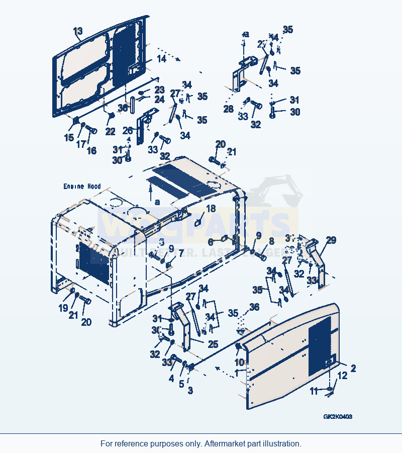 Komatsu WA320-5 Hood (Door) Serial WA320-5H50051 - UP parts diagram