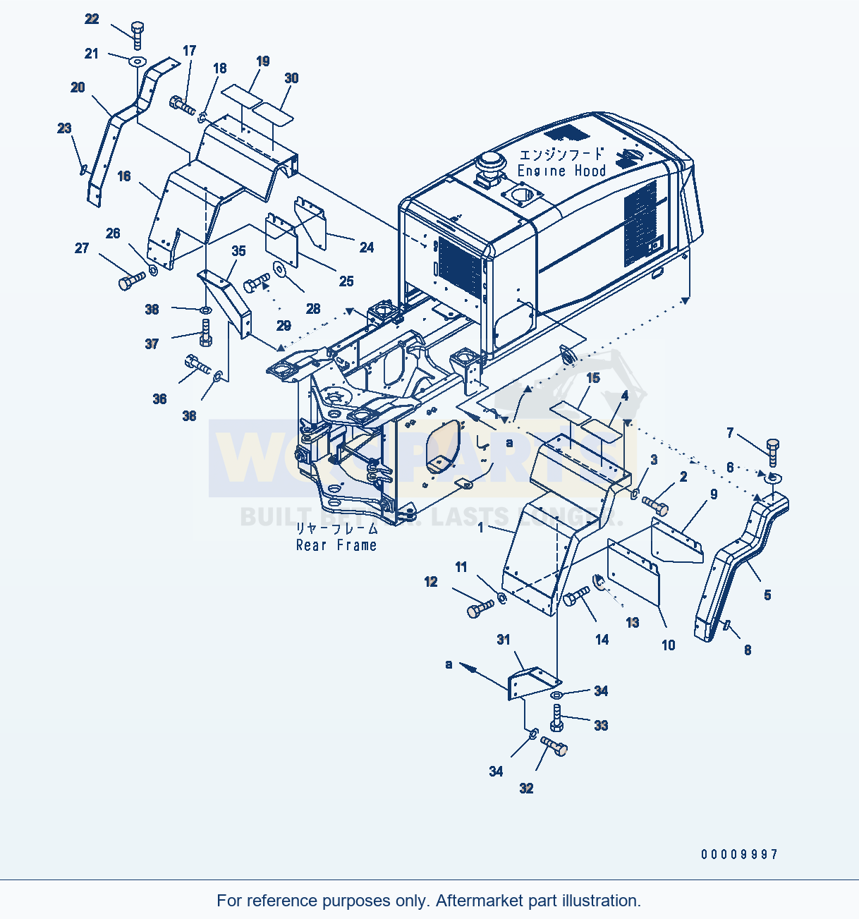 Komatsu WA320-5 Rear Fender (For Wide Fender) parts diagram
