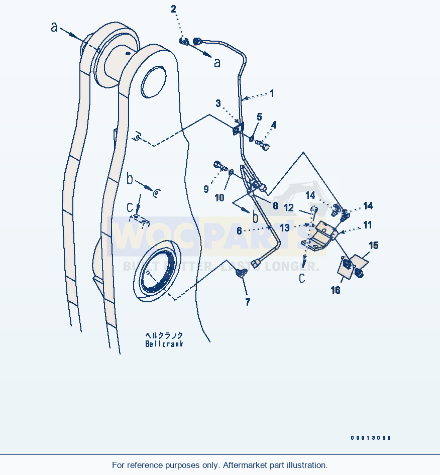 Komatsu WA320-5 Remote Grease (Bell Crank) parts diagram