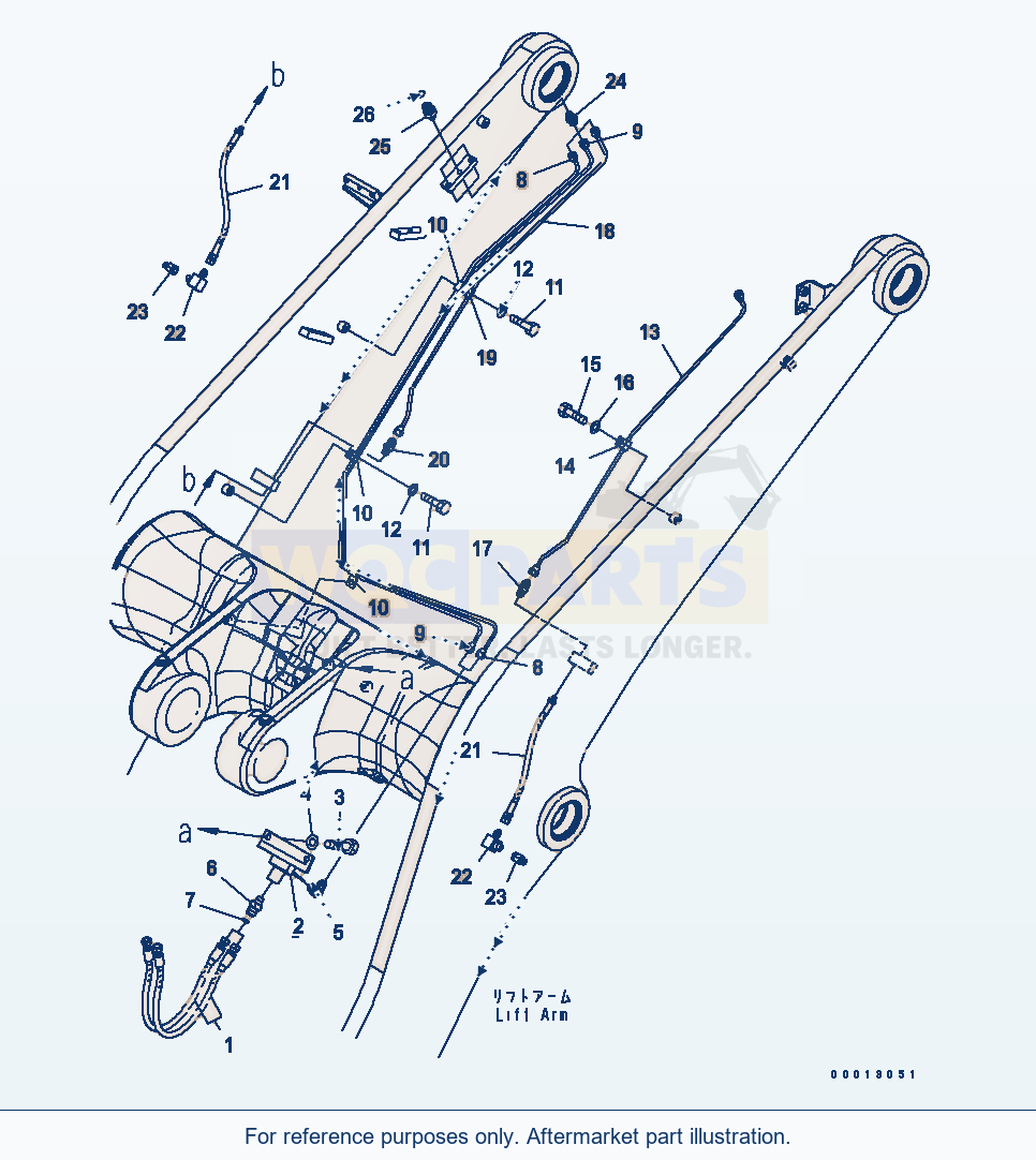 Komatsu WA320-5 Remote Grease (Boom) parts diagram