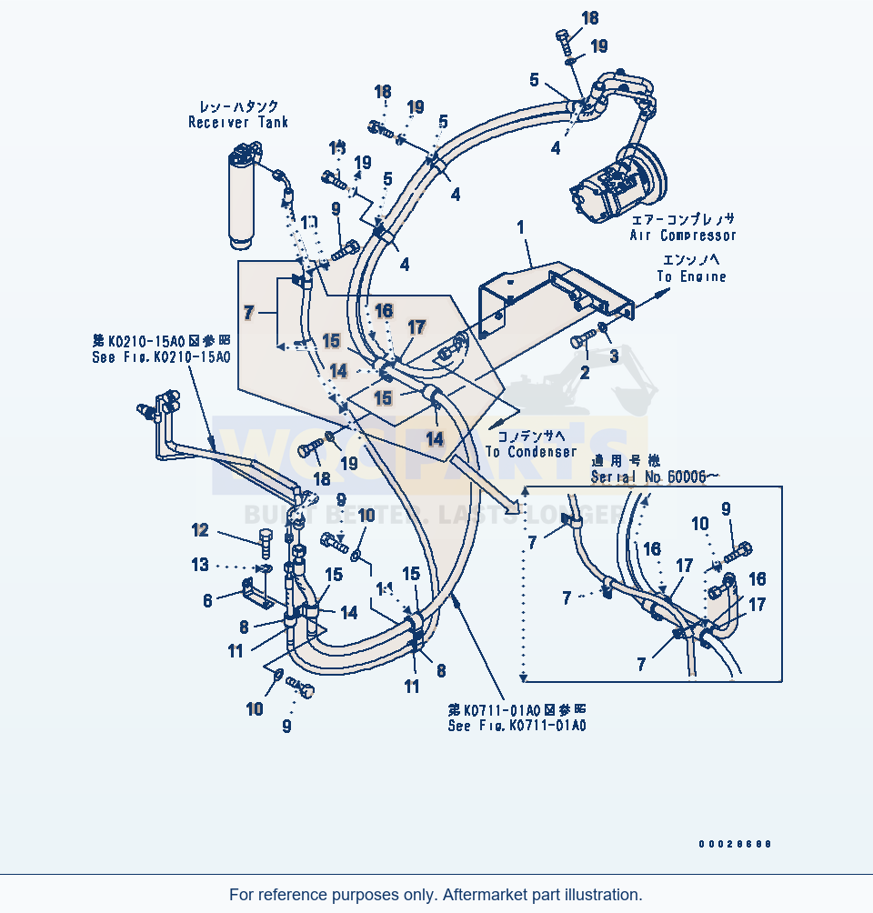 Komatsu WA320-5 Air Conditioner (Piping) (For Eu) parts diagram