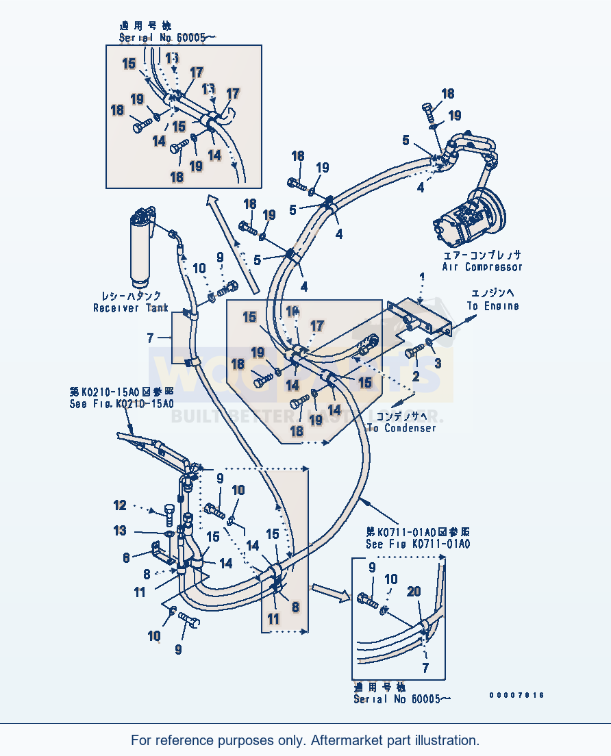 Komatsu WA320-5 Air Conditioner (Piping) Serial 60001-UP parts diagram