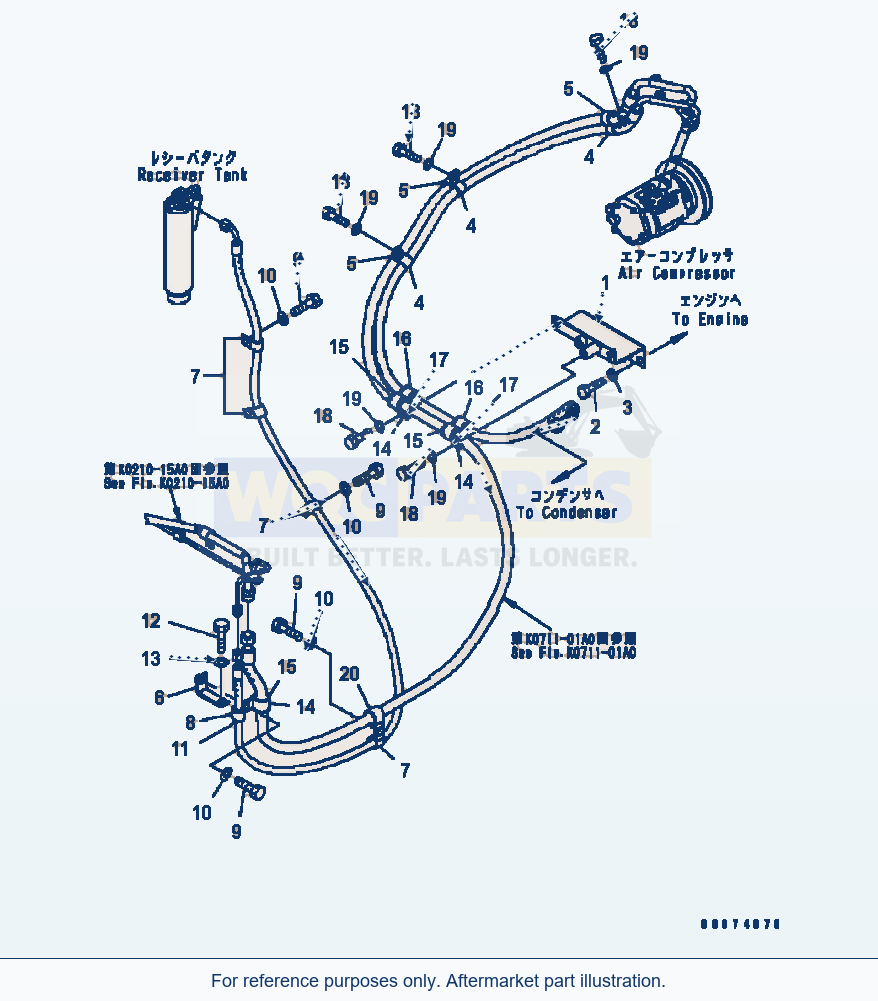 Komatsu WA320-5 Air Conditioner (Piping) Serial B10001-UP parts diagram