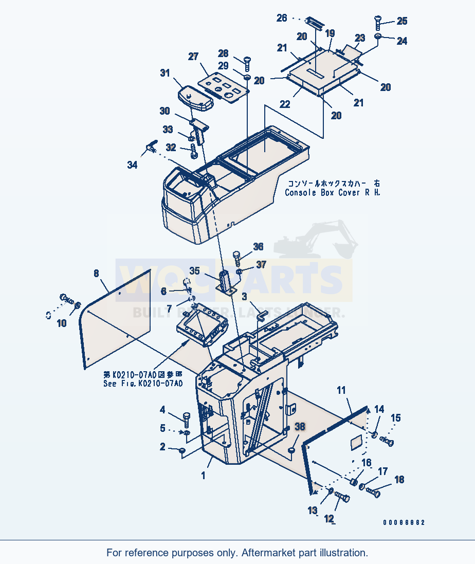 Komatsu WA320-5 Floor (Console Box) (R.H.) (For Canopy) parts diagram