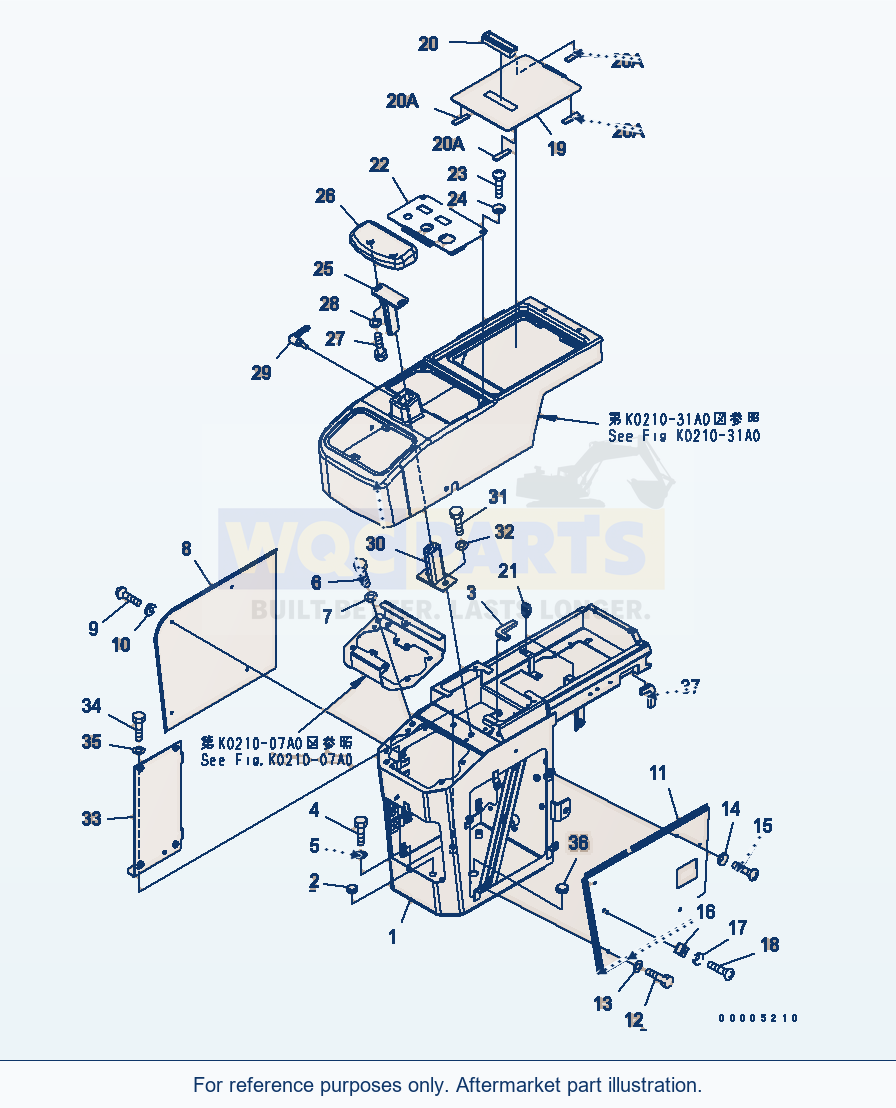 Komatsu WA320-5 Floor (Console Box) (R.H.) parts diagram
