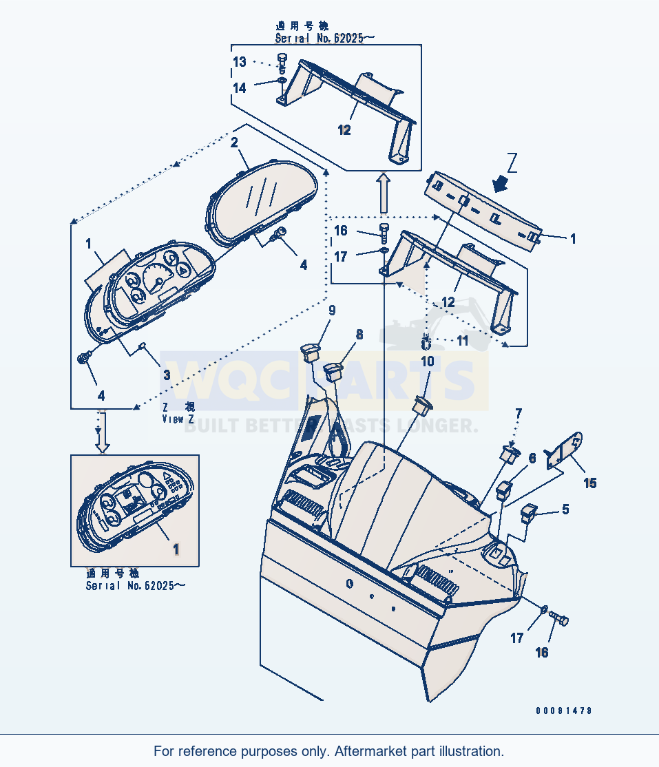 Komatsu WA320-5 Floor (Main Monitor) (For Except Japan) parts diagram