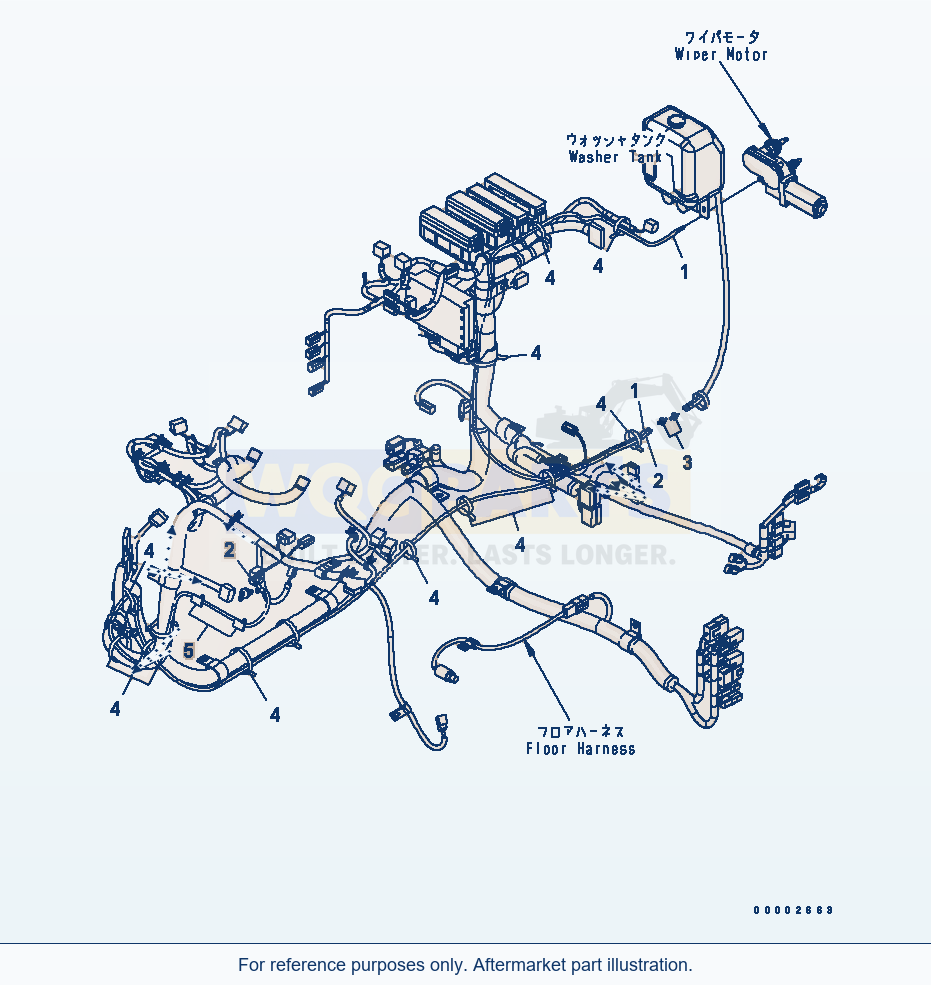 Komatsu WA320-5 Floor (Washer Hose) parts diagram