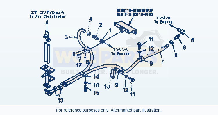 Komatsu WA320-5 Heater Piping Serial B10001-UP parts diagram