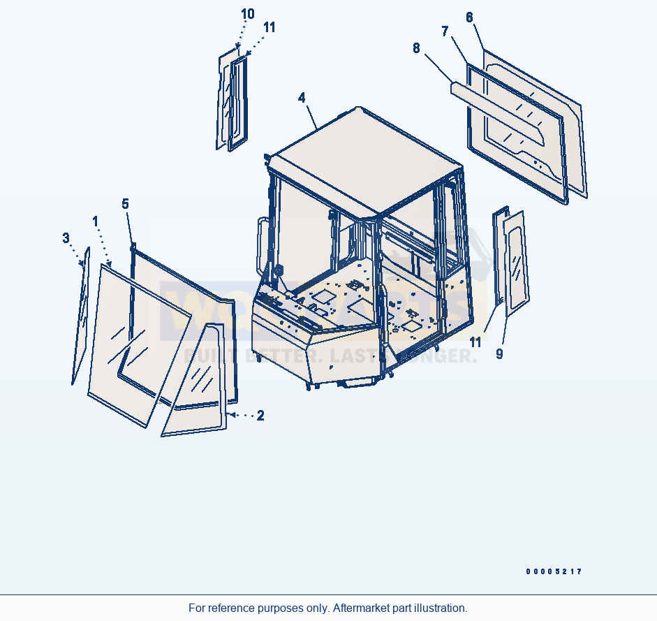 Komatsu WA320-5 Rops Cab (Body, Glass) Serial 60001-UP parts diagram