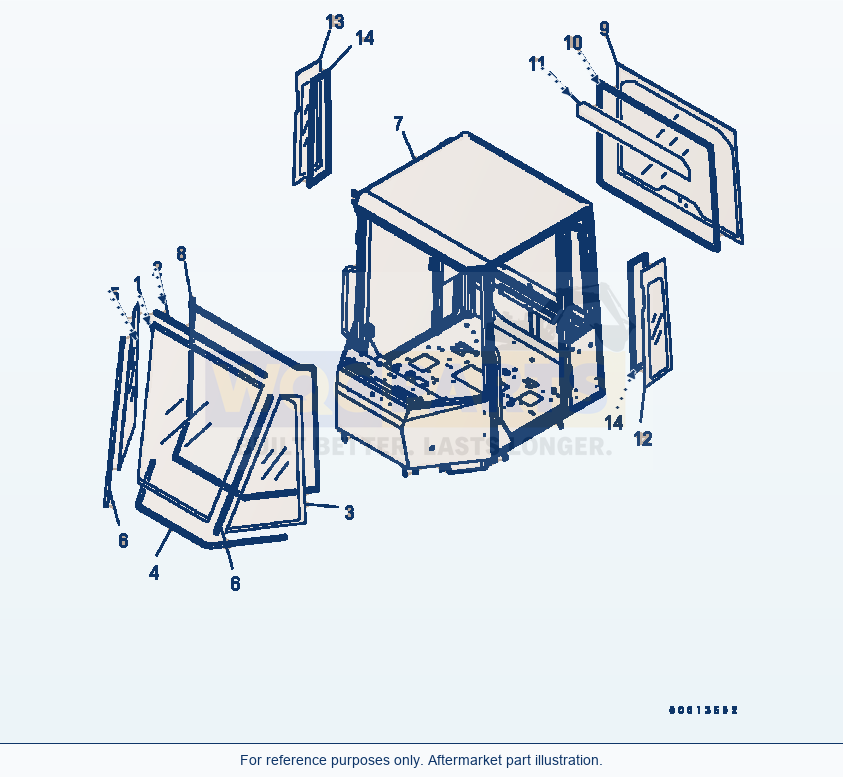 Komatsu WA320-5 Rops Cab (Body, Glass) Serial B10001-UP parts diagram