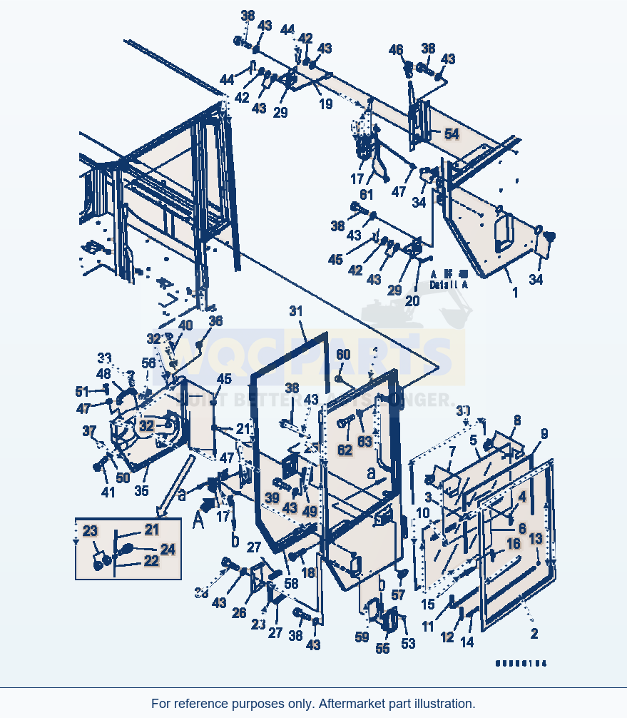 Komatsu WA320-5 Rops Cab (Door L.H) (#B10001-B10145) parts diagram