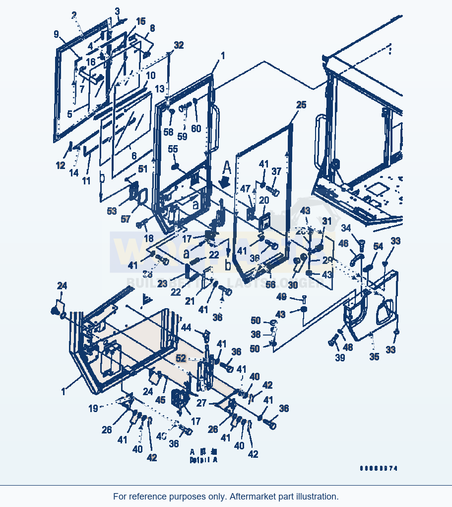 Komatsu WA320-5 Rops Cab (Door R.H.) (#B10001-B10145) parts diagram
