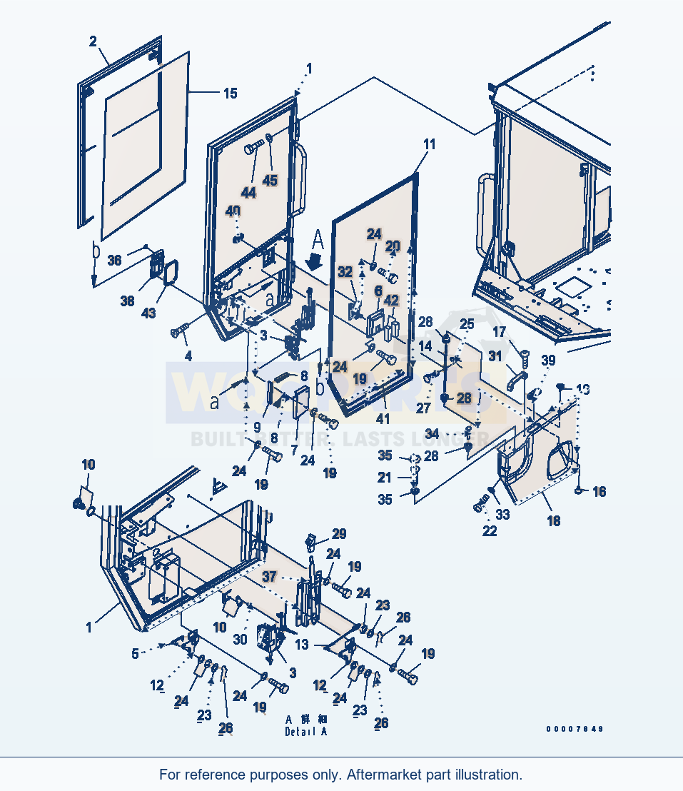 Komatsu WA320-5 Rops Cab (Door R.H.) parts diagram