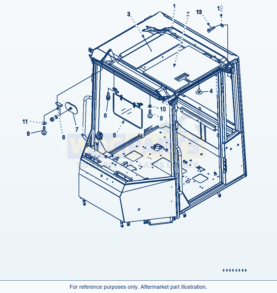 Komatsu WA320-5 Rops Cab (Roof Pad) parts diagram
