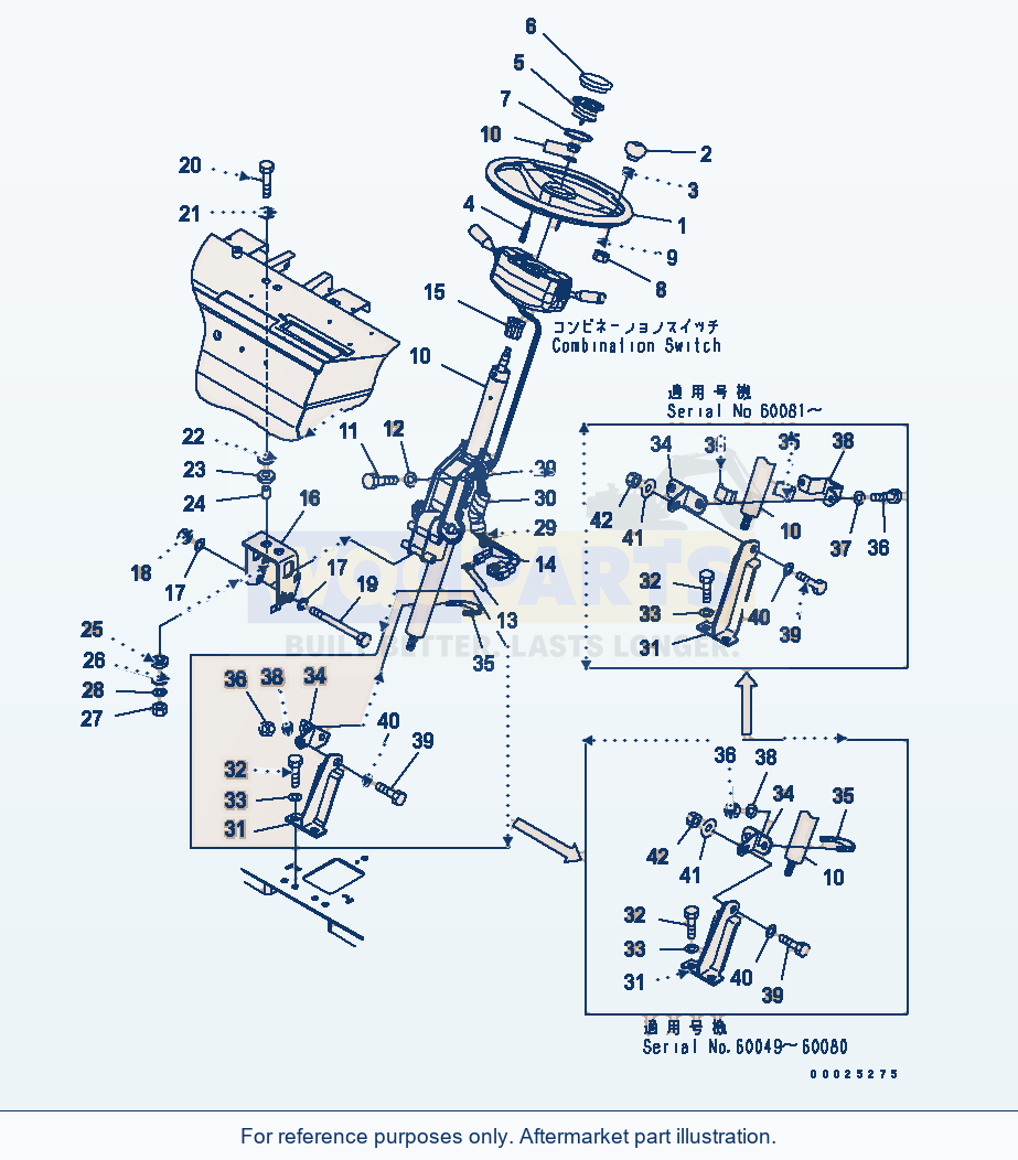 Komatsu WA320-5 Steering Wheel (Column And Orbitrol) parts diagram