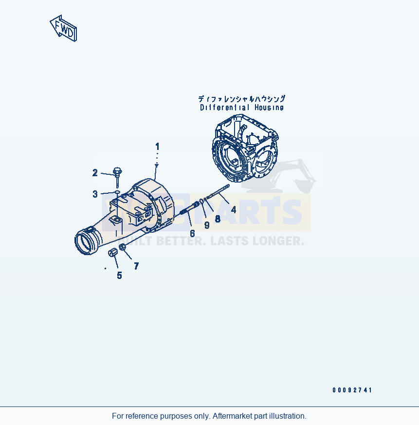 Komatsu WA320-5 Front Axle (Axle Housing) (L.H.) parts diagram