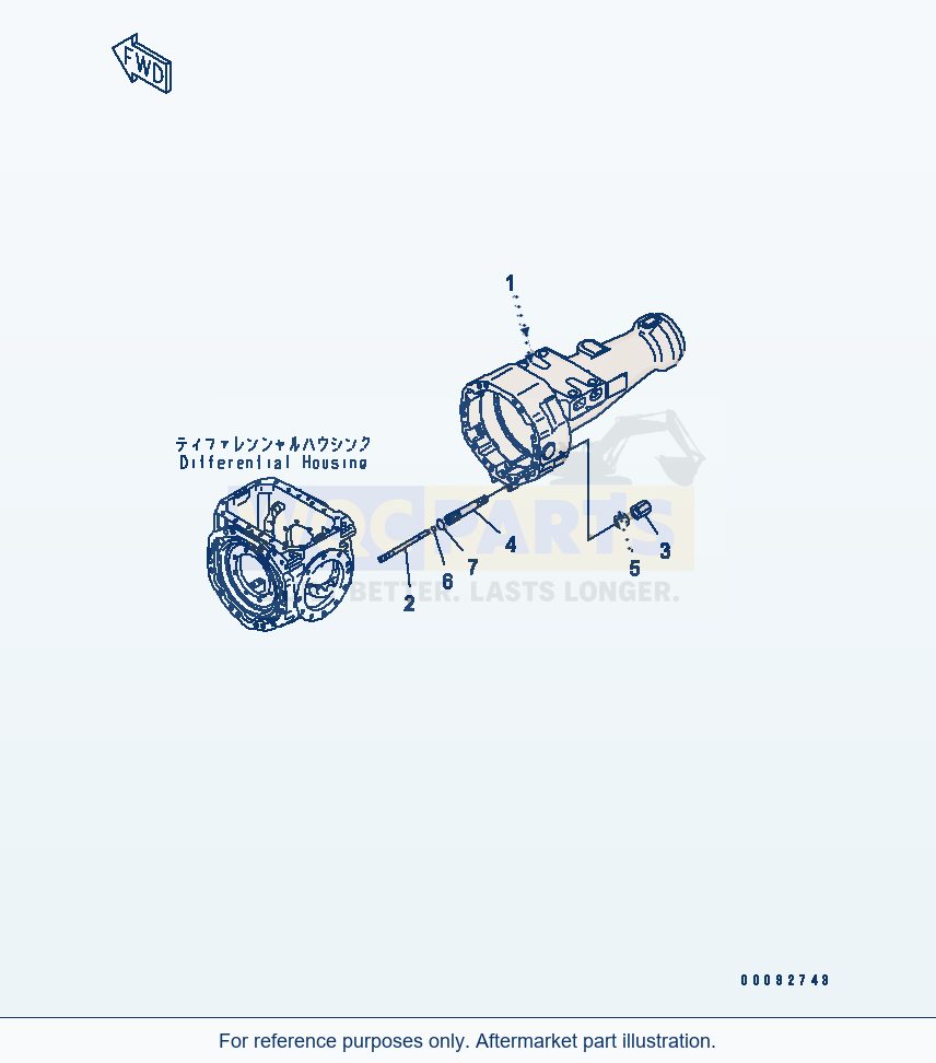 Komatsu WA320-5 Front Axle (Axle Housing) (R.H.) parts diagram