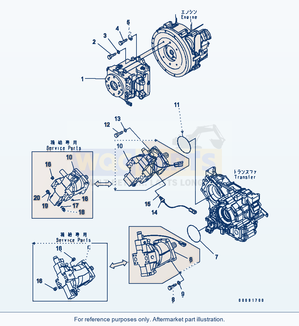 Komatsu WA320-5 Hst Pump(#60001-62020) parts diagram