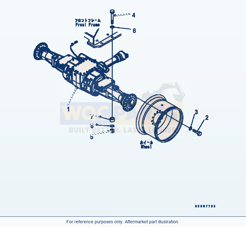 Komatsu WA320-5 Front Axle Mounting Serial B10001-UP parts diagram