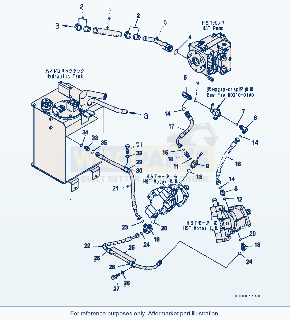 Komatsu WA320-5 Hst Oil Line (Charge Line) Serial 60001-UP parts diagram