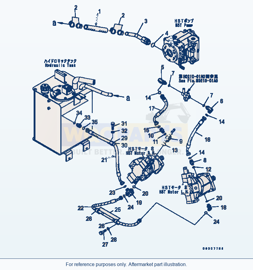 Komatsu WA320-5 Hst Oil Line (Charge Line) Serial B10001-UP parts diagram