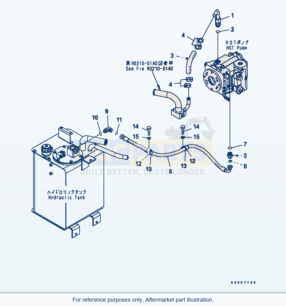 Komatsu WA320-5 Hst Oil Line (Pump Drain Line) Serial 60001-UP parts diagram