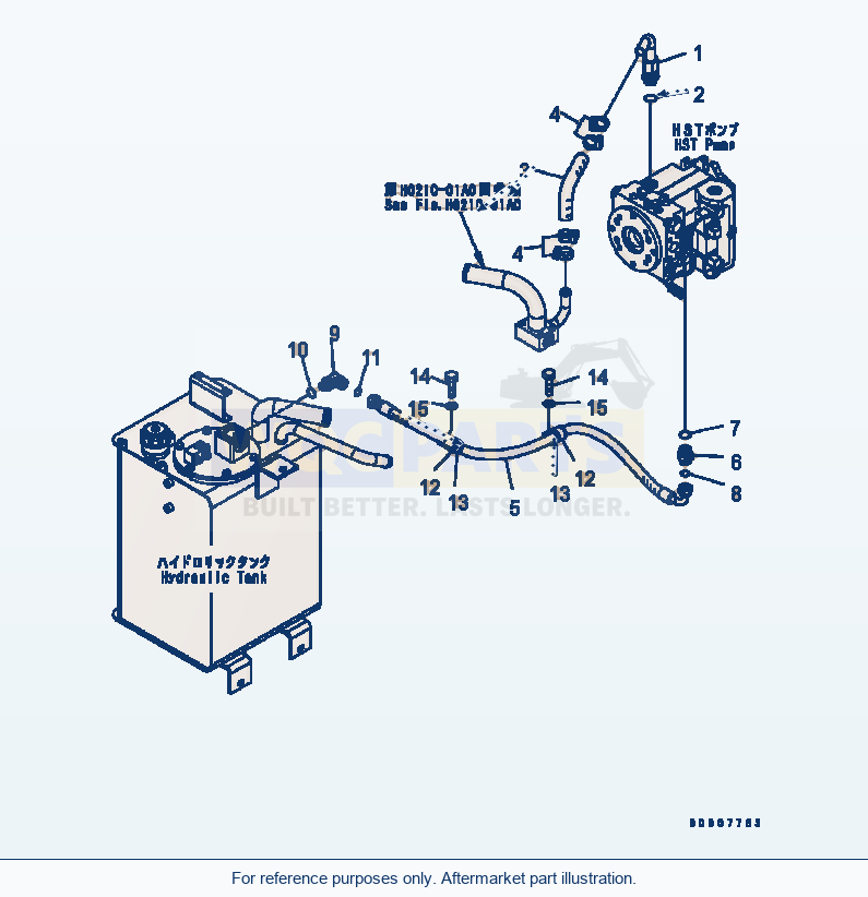 Komatsu WA320-5 Hst Oil Line (Pump Drain Line) Serial B10001-UP parts diagram