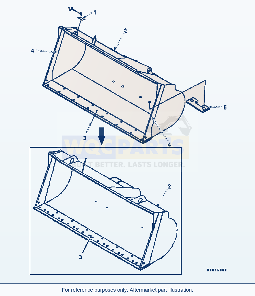 Komatsu WA320-5 Bucket 2.5m³ (With B.O.C. 2.7m³) parts diagram