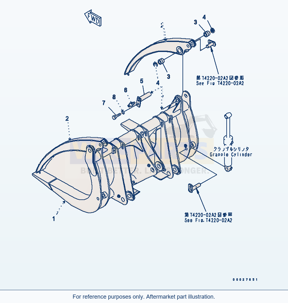 Komatsu WA320-5 Fork (Log Grapple) parts diagram