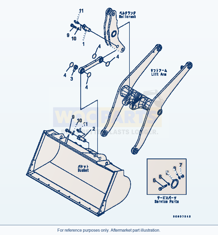 Komatsu WA320-5 Lift Arm And Bellcrank (Mounting Parts) parts diagram