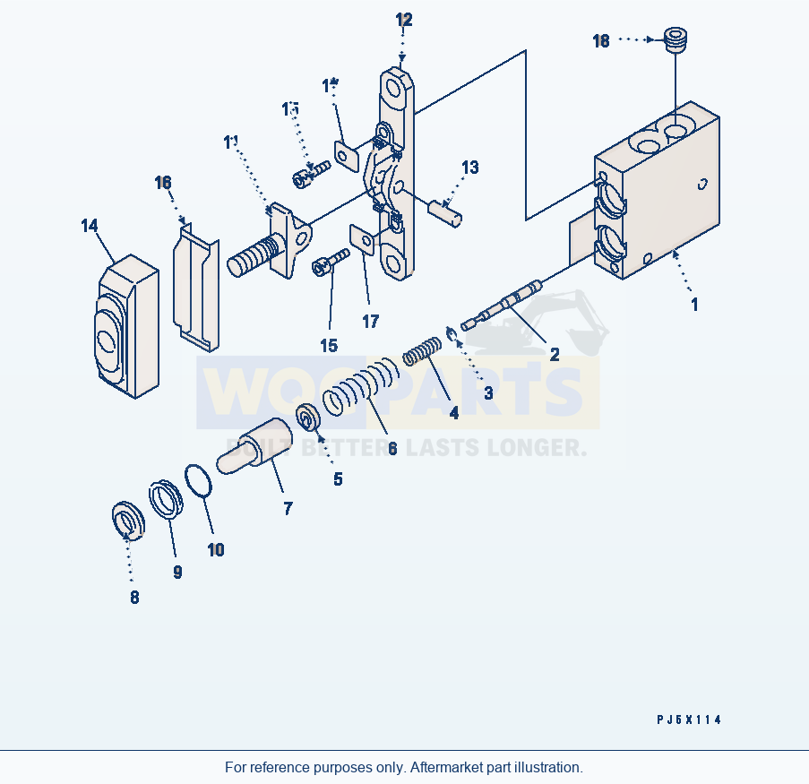 Komatsu WA320-5 P.P.C. Valve (For Attachment) (Inner Parts) parts diagram