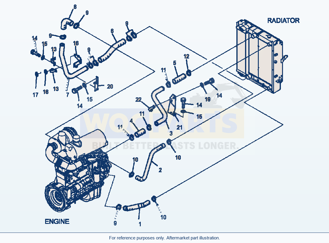 Komatsu WA320-5L Cooling Line parts diagram
