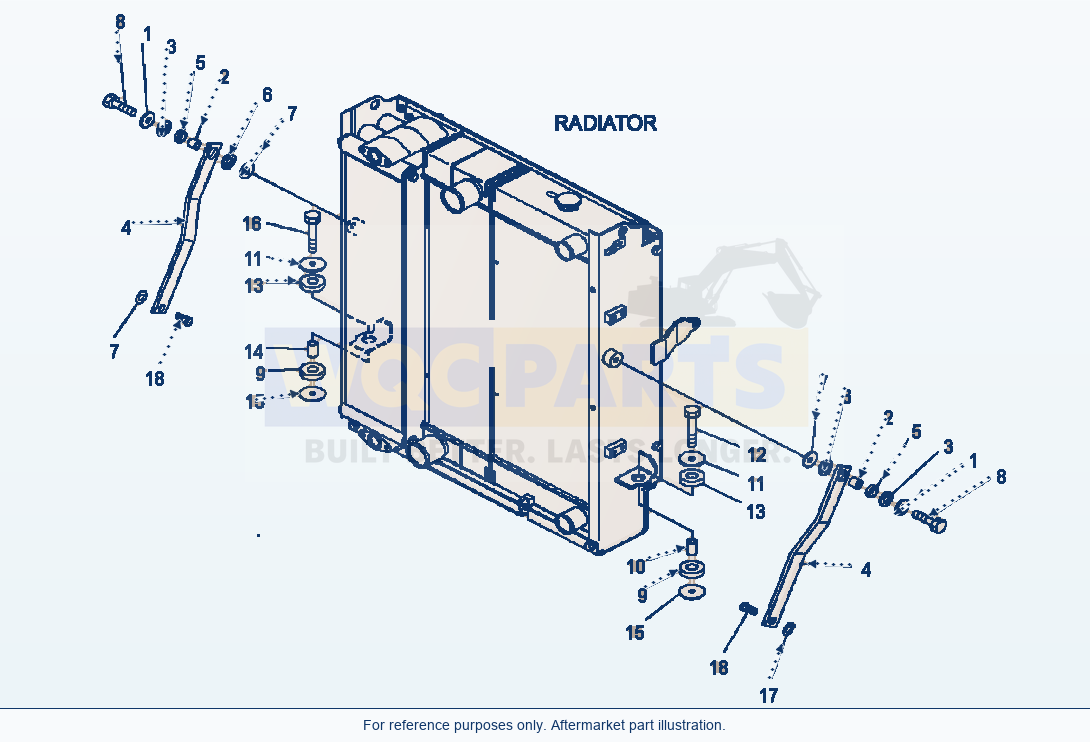 Komatsu WA320-5L Radiator Mounting parts diagram