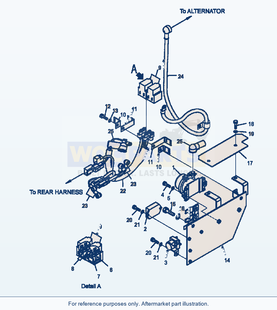 Komatsu WA320-5L Rear Harness Relay, Fuse And Subharness parts diagram