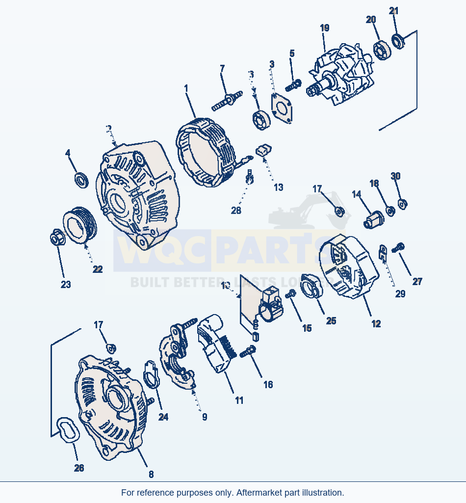 Komatsu WA320-5L Alternator 24V - 60 Amp parts diagram