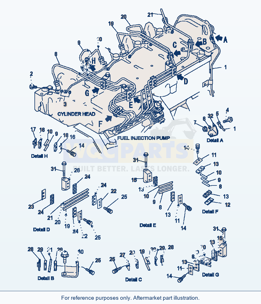 Komatsu WA320-5L Fuel Injection Piping parts diagram