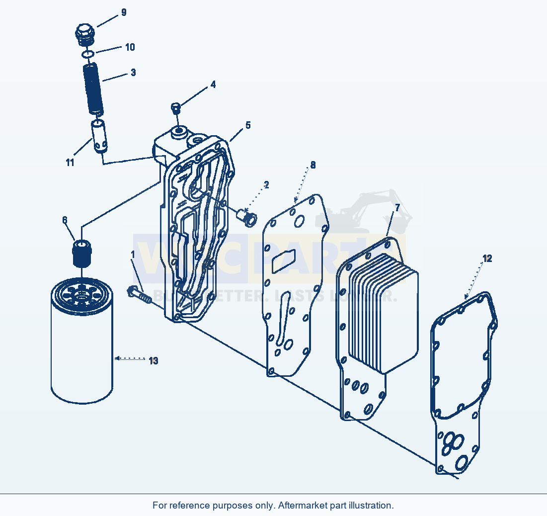 Komatsu WA320-5L Lubricating Oil Cooler parts diagram