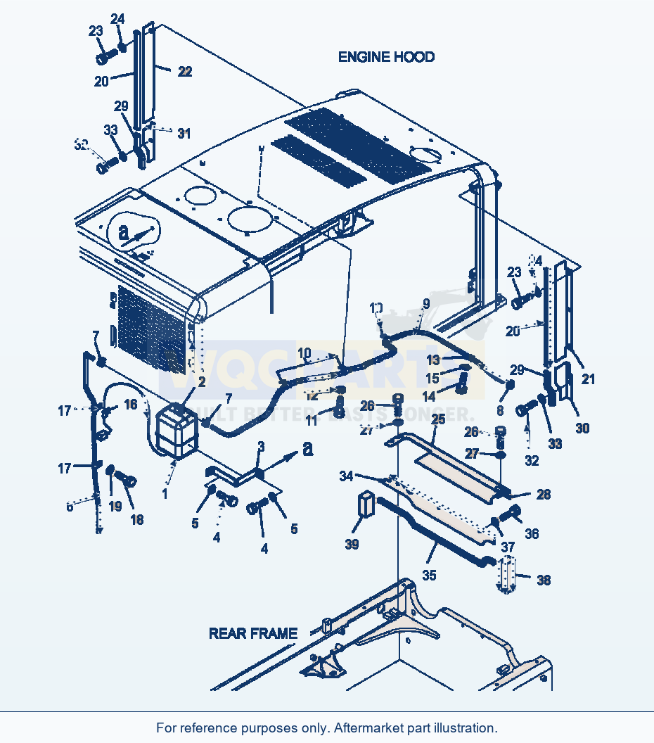 Komatsu WA320-5L Hood Radiator Piping And Baffles parts diagram